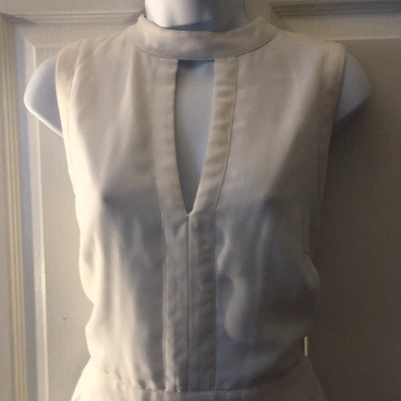 bebe Pants - BeBe White Mock Neck Keyhole Sleeveless Jumpsuit